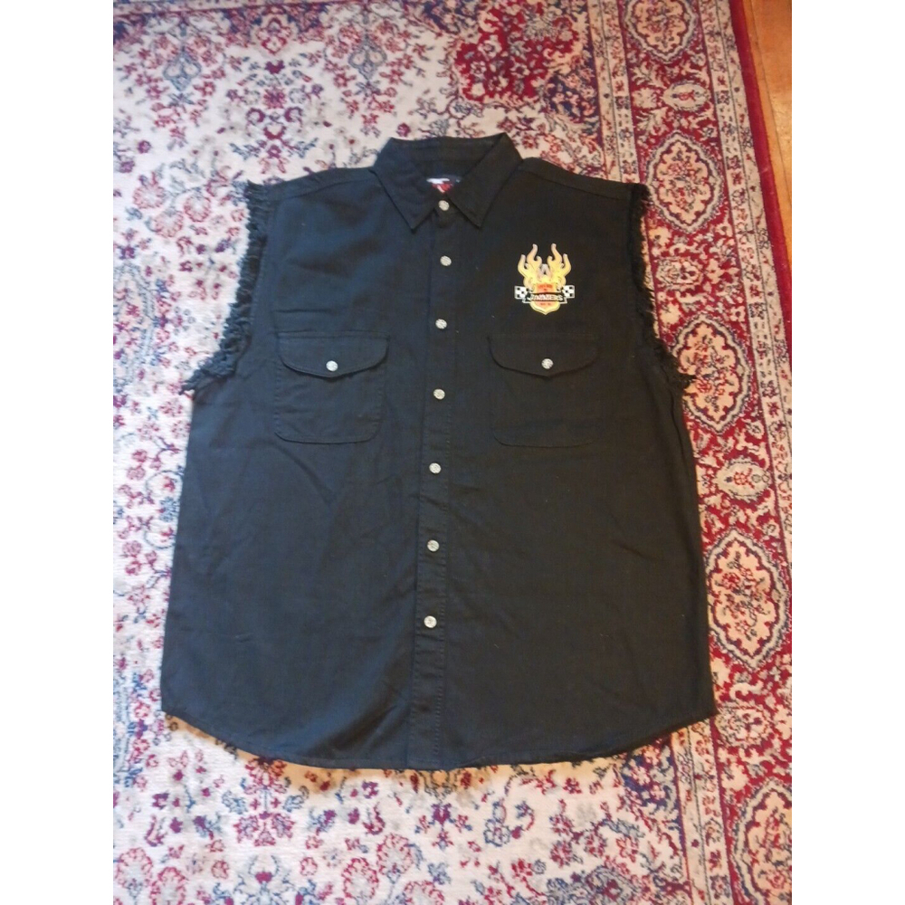 V Twin Motorcycle Apparel Black Sleeveless Shirt Large